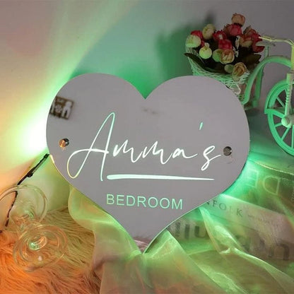 Heart Shaped Customized LED Name Mirror