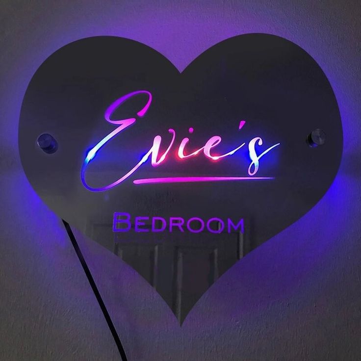 Heart Shaped Customized LED Name Mirror